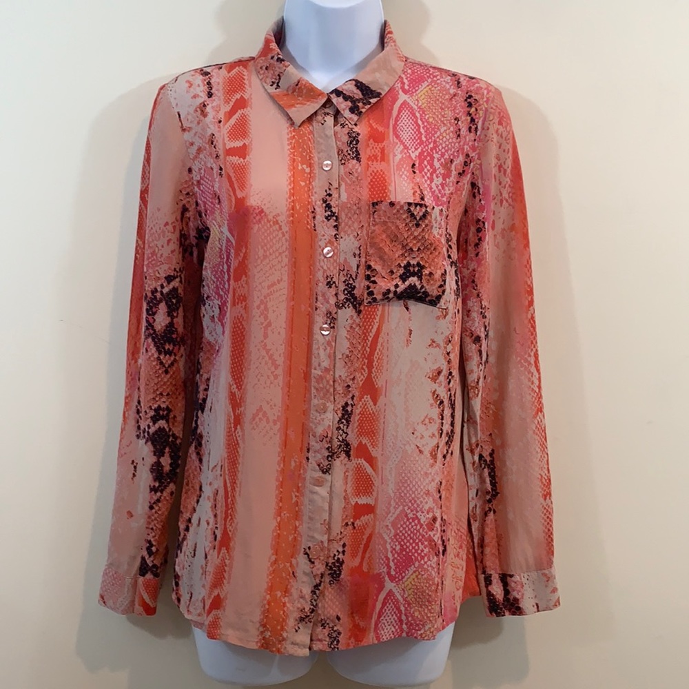 Worthington Silk  Snakeskin Print Button Up Shirt